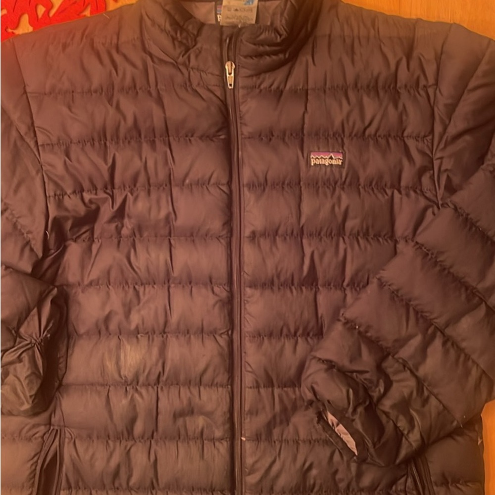 Patagonia Quilted down Black Jacket size 14 boys